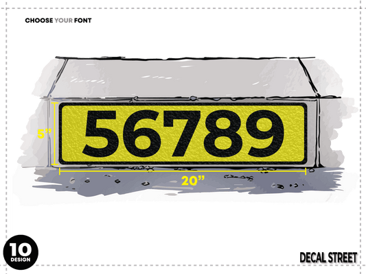10 Classic Curb Address Decal - Black Text on Yellow