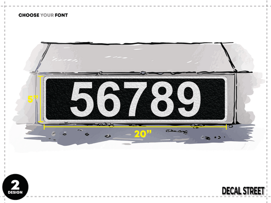 2 Classic Curb Address Decal - White on Black