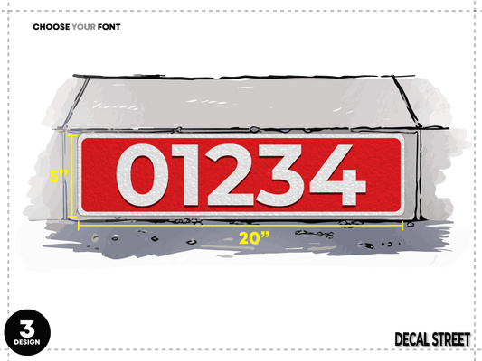 3 Classic Curb Address Decal - White on Red