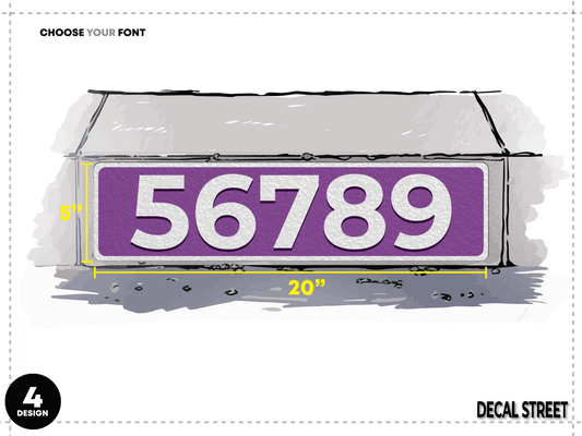 4 Classic Curb Address Decal - White on Purple