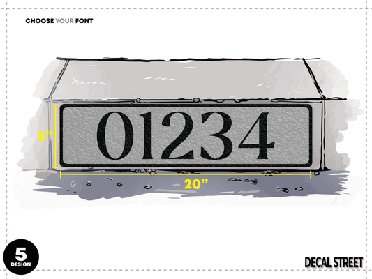 5 Classic Curb Address Decal - White on Grey