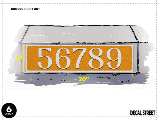 6 Classic Curb Address Decal - White on Orange