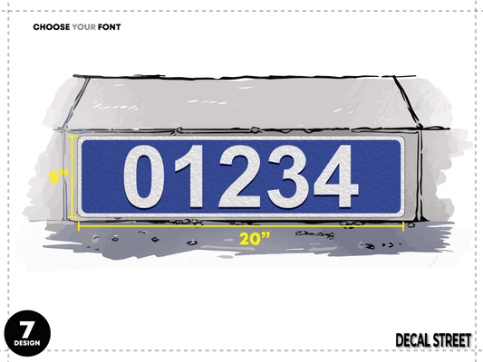 7Classic Curb Address Decal - White on Blue