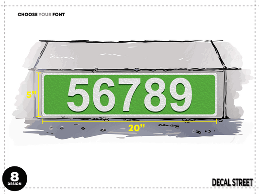 8 Classic Curb Address Decal - White on Green